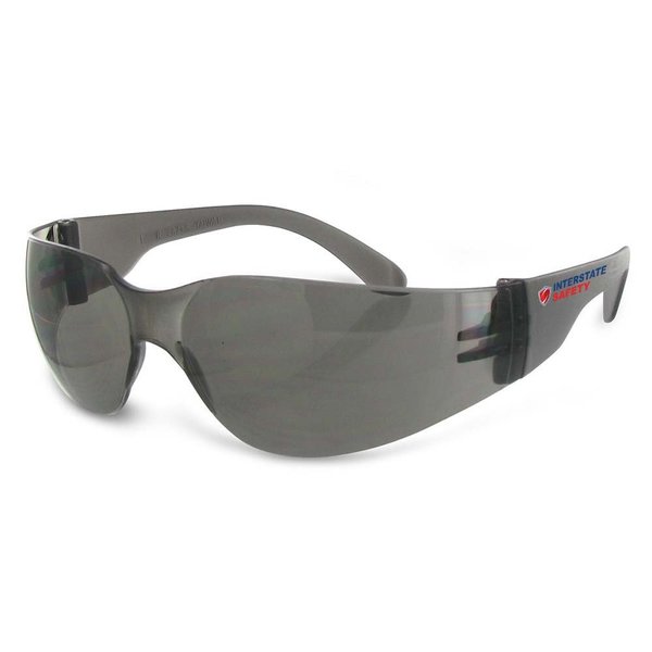 Interstate Safety Frameless Safety Glasses with Scratch-Resistant Coating  - Smoke, PK 12 40252-12BX